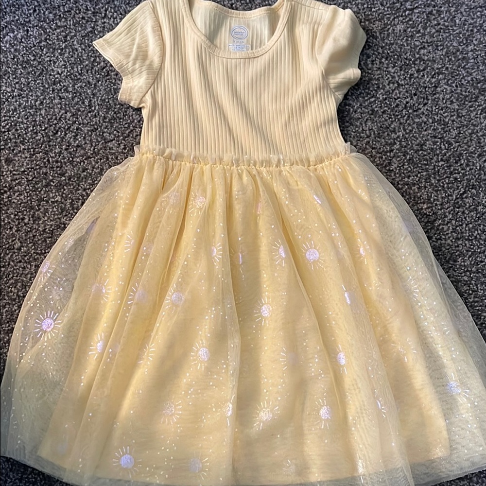Yellow Tulle Dress with Floral Details. Worn few times